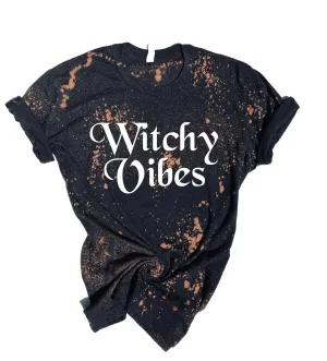 Witchy Vibes Shirt | Halloween Bleached Tee | Unisex Crew