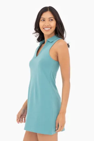 Women's Mono B | Cotton Blend Polo Tank Dress | Grey Teal