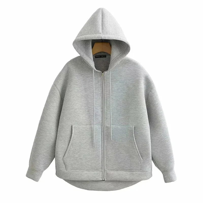Women's Vintage Hoodies Zipper Sweatshirts New Fashion Long Sleeve Streetwear Parkas Popular Outerwear