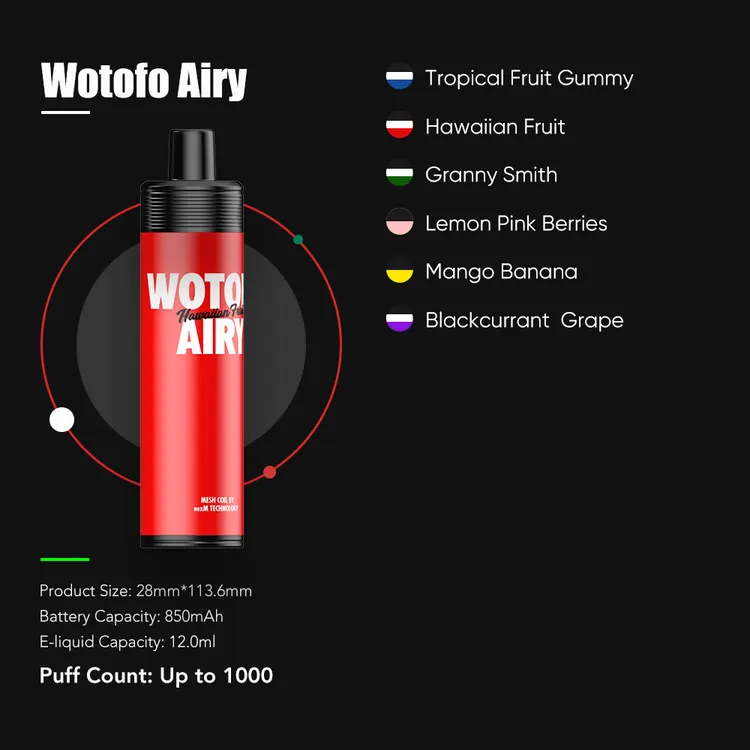 Wotofo Airy 1000 DTL Puffs Disposable (6mg)