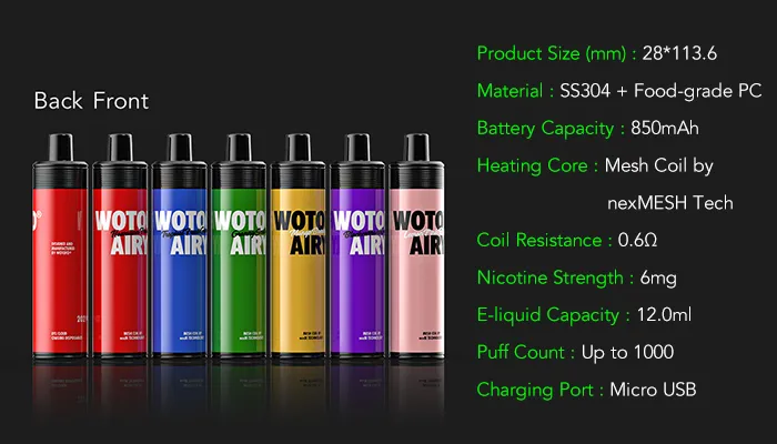 Wotofo Airy 1000 DTL Puffs Disposable (6mg)