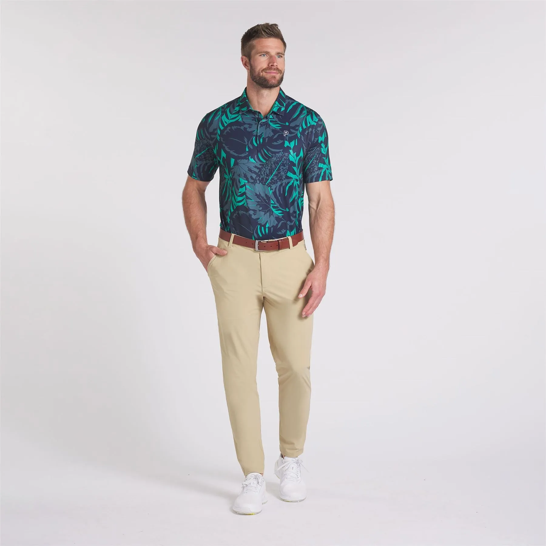 x PTC Palm Glitch Polo Deep Navy/Sparkling Green
