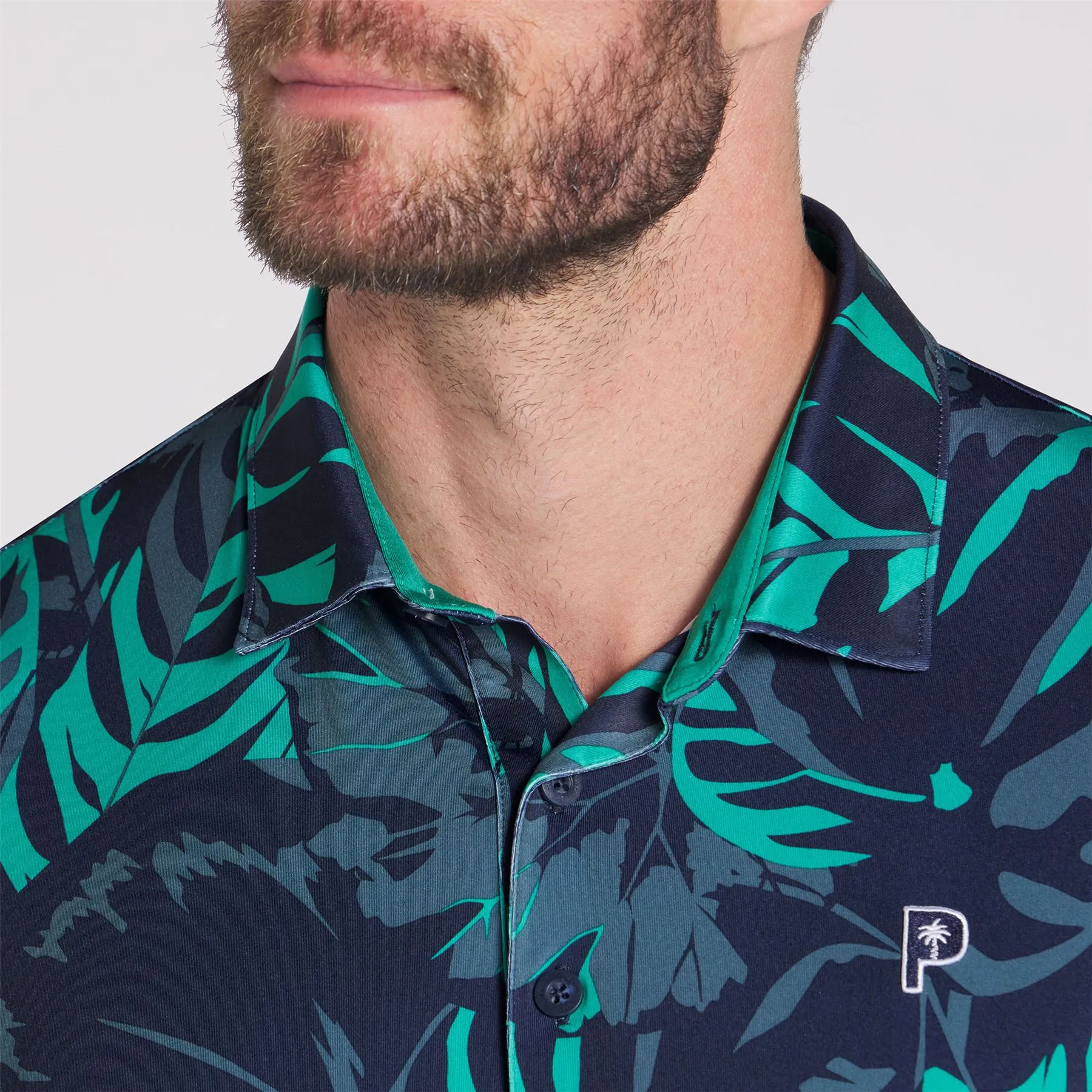 x PTC Palm Glitch Polo Deep Navy/Sparkling Green