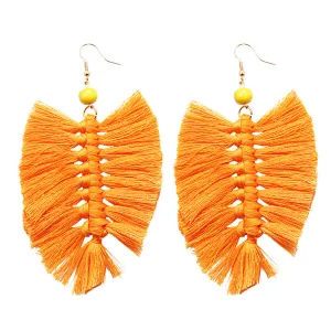 Yellow Howlite Palm Leaf Drop Earrings