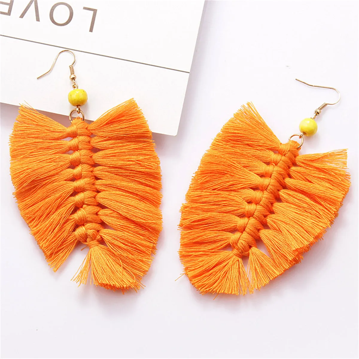 Yellow Howlite Palm Leaf Drop Earrings