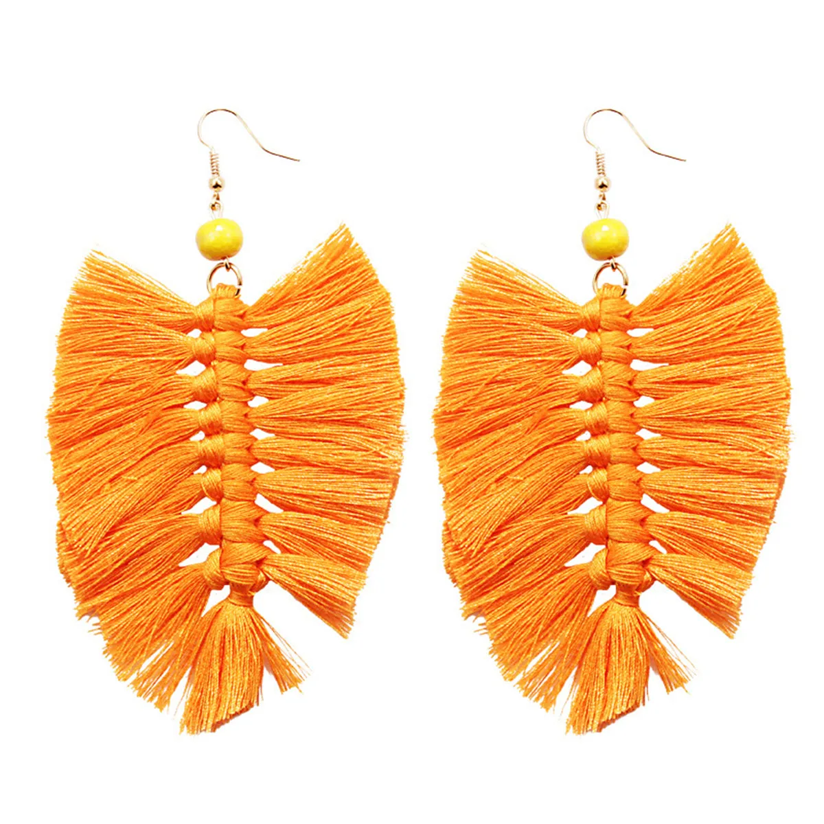 Yellow Howlite Palm Leaf Drop Earrings